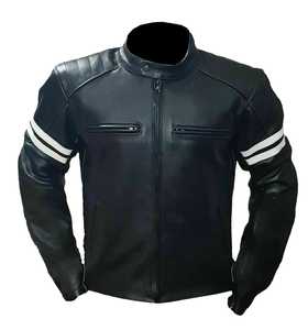 Veste en cuir de motard marron noir de haute qualité veste à capuche de moto veste de style classique avec logo personnalisé uni - Product Image 5