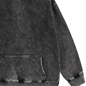 เสื้อกันหนาวมีฮู้ดโอเวอร์ไซส์วินเทจสีดำฟอกผ้าฝ้ายหนาทรงหลวมแบบสวมหัวสำหรับผู้ชายและผู้หญิง - Product Image 3