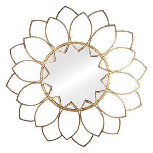 Cadre décoratif en fer et verre fait à la main, décoration d'hôtel, design de feuille, miroir, décor mural, maison, rond - Product Image 1