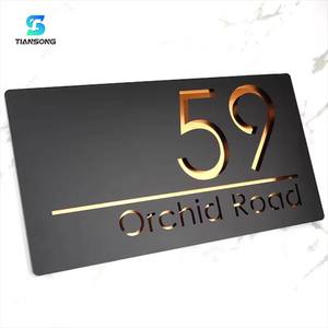 Panneau de numéro de maison en acrylique personnalisé Plaques de porte en acier inoxydable Plaques d'adresse en métal Panneau de numéro de porte flottant 40cm X 20cm <span class=keywords><strong>Plaque</strong></span> - Product Image 3