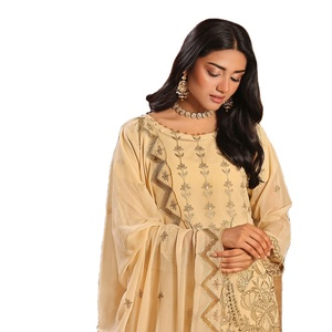 ชุดเดรสผ้าชีฟอง3ชิ้นแม็กซี่จากนักออกแบบชุดเดรสปากีสถานแบบดั้งเดิมสำหรับใส่ไปงานปาร์ตี้ - Product Image 1