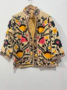 Suzani Embroidered Jacket, Boho Handmade Jacket, Vintage <b>Coat</b>, Tribal Clothing, Cotton Jacket, Boutique Fashion - Product Image 5