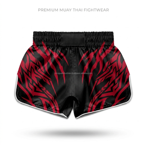 Wholesale Custom Logo Sublimation Muay Thai Shorts Premium Satin Muay Thai Kickboxing <b>Trunks</b> for <b>Men</b> - Product Image 4