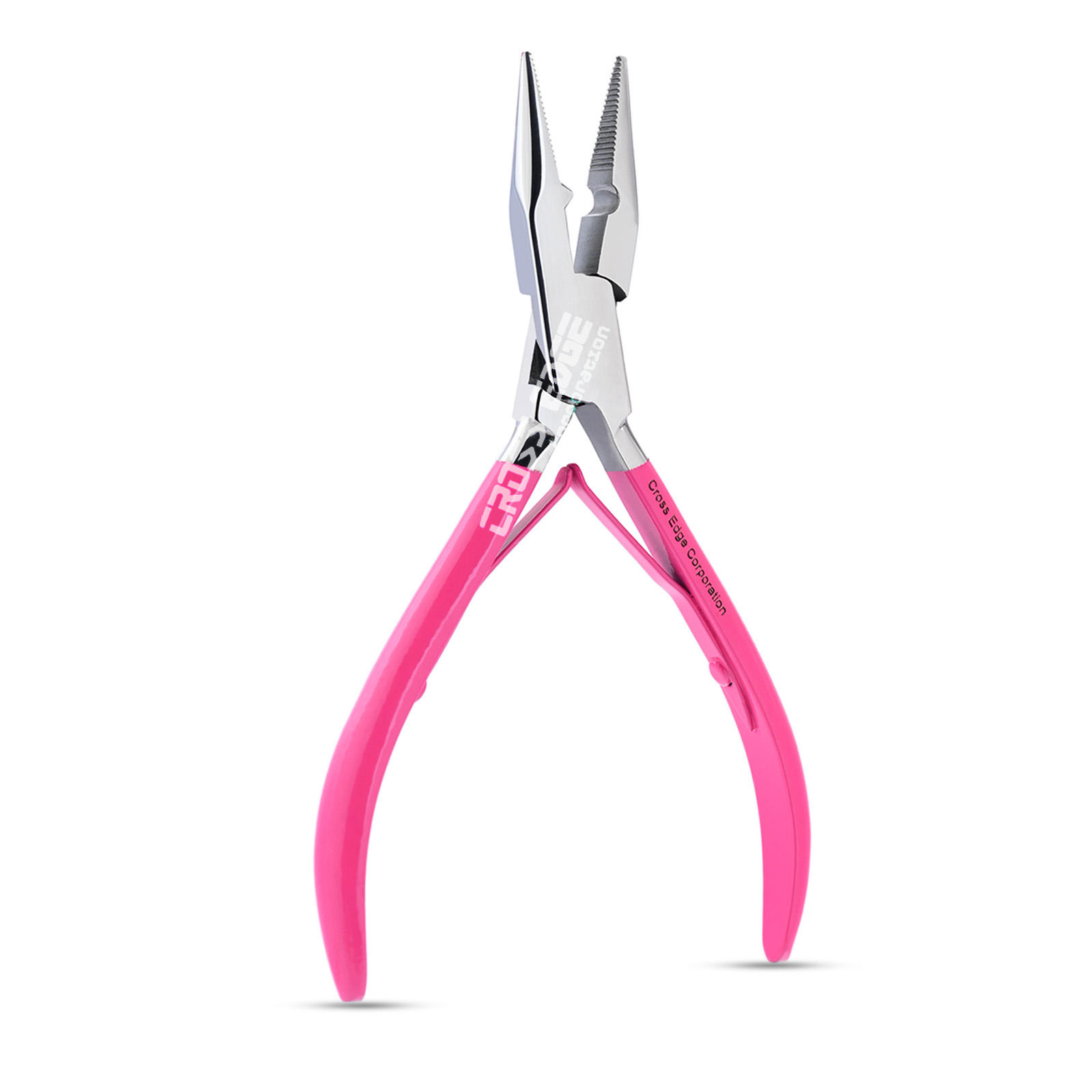 silver with pink handle