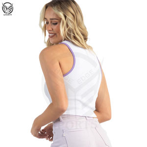 Camiseta sin mangas para mujer con logotipo personalizado, vendida directamente de fábrica, sin mangas, transpirable, suelta, de secado rápido, deportiva, con espalda cruzada - Product Image 5