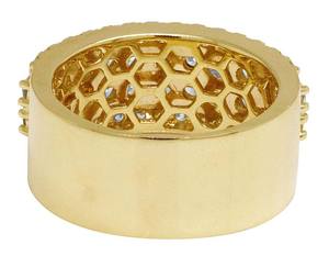 Bague pour homme à double rangée en or jaune 10 carats sertie de diamants de laboratoire, bijoux de luxe hip-hop tendance - Product Image 4