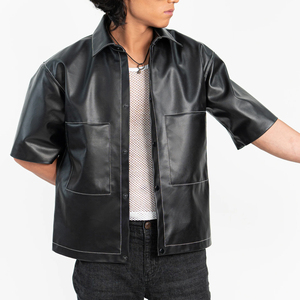 Camisas de Cuero para Hombre de Alta Calidad, Recién Llegadas, Personalizadas, de Manga Corta, Ligeras, en Varios Colores - Product Image 3