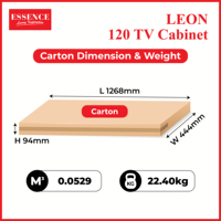 Mueble de TV de Estilo Moderno Leon 120 Roble Gris Oscuro 45-49 Pulgadas Puertas Artísticas Muebles de Sala de Estar Hechos en Malasia para el Hogar, Apartamento, Hotel