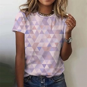 เสื้อยืดคอกลมทรงหลวมสำหรับผู้หญิงลายผีเสื้อ & ดอกไม้แมลงแขนสั้นพิมพ์ลาย3D - Product Image 2