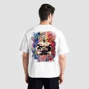 Baddest 100% Cotton Jersey <b>Tee</b> for Gym Workout-<b>White</b> - Product Image 1
