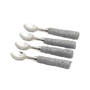 Ensemble de cuillères à mesurer en métal, en acier inoxydable, couverts et cuillères de qualité supérieure, argent, béton, poignée de créateur, outil de coupe du fromage - Product Image 1