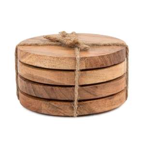 Juego de posavasos redondos de madera ecológicos de 4 piezas tamaño personalizado para utensilios de mesa y artículos de cocina al por mayor de Vietnam - Product Image 1