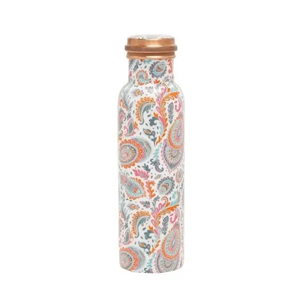 <b>Metal</b> 100% Pure Copper <b>Bottle</b> Modern Design Enamel Finishing Copper <b>Water</b> <b>Bottle</b> for Storage <b>Water</b> Drinking Sustainable Quality - Product Image 2