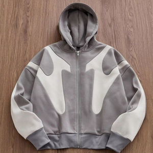 Jersey con diseño de hombro caído, acabado de lavado ácido vintage, logotipo con estampado de abullonado, capucha de doble capa en varios colores y tamaños - Product Image 1