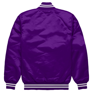 Chaqueta de béisbol con letras de satén púrpura de alta calidad bombardero universitario personalizado con costuras Premium - Product Image 2