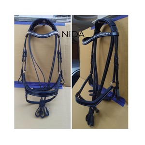 ม้าบังเหียนหนังเทียมทำจากผักอังกฤษย้อมสี (d.d) อุปกรณ์ม้าบังเหียนประดับพลอยเทียม - Product Image 4