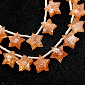 Piedra solar natural facetada forma de estrella tallada a mano dijes de piedras preciosas para la fabricación de joyas piedra solar hecha a mano piedra suelta Briolette a granel - Product Image 1