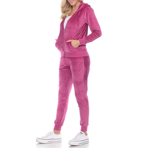 2025 Hot Selling Women's <b>Crop</b> Zipper Pocket Sweat Suit Set Solid Hoodie Sweatpants High Quality Breathable Eco-Friendly - Product Image 3