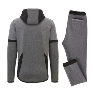 Ensemble de survêtement de jogging pour homme, imprimé, uni, 100% coton, lourd, respirant, à capuche - Product Image 6
