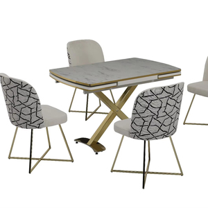 ชุดโต๊ะและเก้าอี้รับประทานอาหารสุดหรูเฟอร์นิเจอร์บ้านโลหะสำหรับห้องครัว - Product Image 1