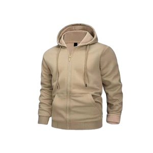 เสื้อฮู้ดซิปผู้ชาย สีพื้น ผ้าฝ้ายฟลีซ 100% ทรงปกติ ใส่สบายในฤดูหนาว บริการ OEM ด้านหน้า ลายดิจิตอล เป็นมิตรกับสิ่งแวดล้อม 500-300 - Product Image 1