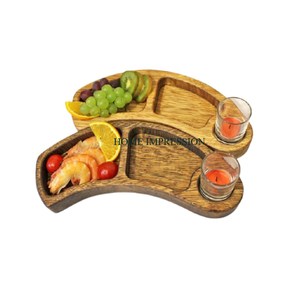 Plateau de service en bois de qualité supérieure Chip & Dip Bowl Plate Tray Broken Heart Shape Wood Plate for Hotel Restaurant Use Safe - Product Image 4