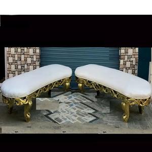 Sofá de madera tratada de lujo moderno sin respaldo, personalizado en colores, para novios, estilo indio DST EXPORTS - Product Image 1