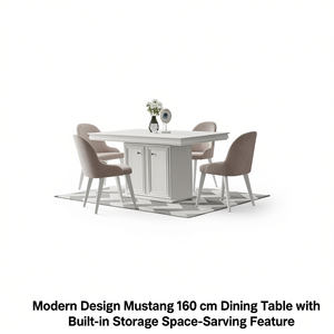 Modern Design Mustang 160 cm <b>Dining</b> <b>Table</b> with Built-in Storage <b>Space</b>-<b>Saving</b> Feature - Product Image 2