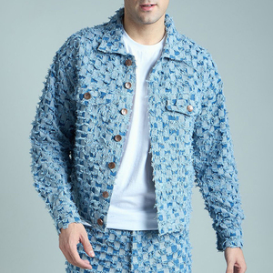 Veste en jean de style décontracté pour hommes vestes en jean hommes automne veste en jean de qualité pour hommes coupe ajustée - Product Image 1