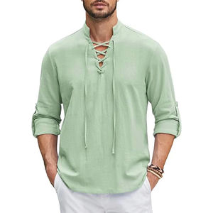 Chemise décontractée à manches courtes en coton pour hommes, OEM/ODM, grande taille, tricot uni imprimé, fabricant en gros - Product Image 3