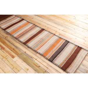 Turkish <b>Rug</b>, <b>Runner</b> 2.6x9.3 ft <b>Rug</b>, Kilim Brown Polka dot <b>Rug</b> - Product Image 4