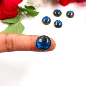Cabochons en labradorite bleue naturelle, pierres précieuses à dos plat, tailles 10mm-20mm, Mehrajudin Gems, effet changeant de couleur - Product Image 6