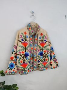 Veste en tissu Suzani en velours 2025, broderie florale, veste courte, faite à la main, veste unisexe d'hiver avec doublure en coton à l'intérieur - Product Image 4