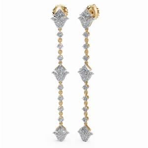 Boucles d'oreilles exclusives en or 14 carats avec diamants Tulip Radiance, taille princesse et taille ronde, vente en gros, fournisseur d'exportation - Product Image 4