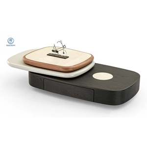 Modern Multi-Level Designer Metal <b>Coffee</b> <b>Table</b> Set Durable MDF Wood Style <b>Rotating</b> Living Room Furniture for Home Use - Product Image 1