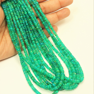 Cuentas Redondas Lisas de Ópalo Etíope Verde de Calidad AAA, Cuentas Lisas de Ópalo Etíope Verde Brillante de 3-6 mm, Ópalo Etíope de Primera Calidad - Product Image 1