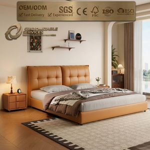 Cadre de lit rembourré adapté aux animaux domestiques, lit flottant moderne italien minimaliste avec rangement, cadre de lit Queen Size silencieux - Product Image 2