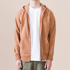 Sweat-shirt à capuche camouflage rétro américain pour hommes coupe ample haut en coton tricoté fermeture éclair solide noir décontracté Style automne - Product Image 4