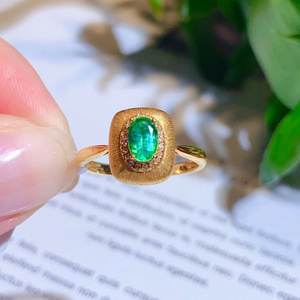 แหวนทอง14K สุดอินเทรนด์สำหรับผู้หญิงหินแซมเบียมรกตธรรมชาติสำหรับงานเลี้ยงฉลองครบรอบวันเกิด - Product Image 1