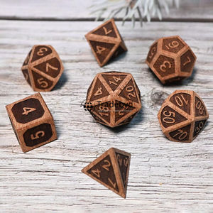 Molded Natural Wooden Polyhedral Dice 7-Piece Set Eco-Friendly Durable Premium Dragon Dungeons RPG Dice Tabletop <b>Board</b> <b>Games</b> - Product Image 1
