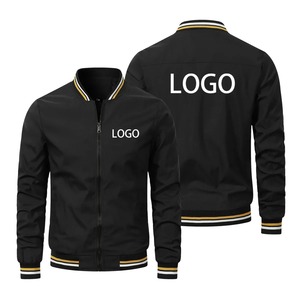 Nouvelle veste bomber en tricot d'hiver pour homme avec logo personnalisé, coupe-vent, imprimé, fermeture éclair, couleur unie, mode décontractée, moto en plein air - Product Image 4