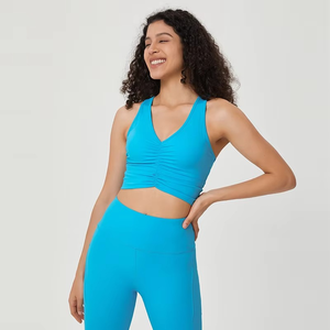 Tenues d'exercice de couleur unie de haute qualité grande taille couleur unie Fitness vêtements d'été Yoga ensemble 2 pièces Fitness vêtements de course - Product Image 4