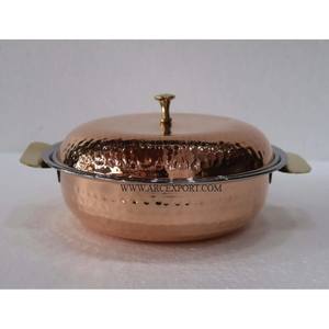 Kadai rond en laiton poli moderne avec poignées latérales dorées, ustensile de cuisine traditionnel artisanal pour cuisiner et servir les plats - Product Image 6