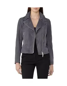 Blouson aviateur en cuir véritable pour femme, longueur classique, respirant, rembourrage en coton, coupe ajustée - Product Image 2