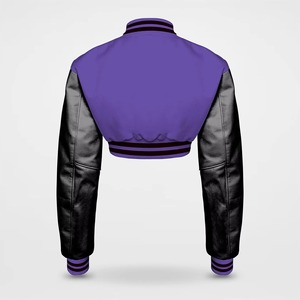 Chaqueta universitaria corta de lana para hombre con logotipo personalizado y parches de letras de chenilla chaqueta de béisbol recortada al por mayor - Product Image 6