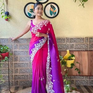 Precioso Impresionante Diseñador Indio Georgette Sari Última Exclusiva Blusa de Lujo Calidad Premium Nupcial Étnico Ropa de Fiesta Mujeres - Product Image 1