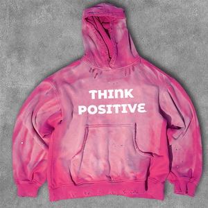OME Service Heavy Weight Men's Oversize Hoodies Pink Color Distress Sun Fad Sudadera con capucha para hombre para invierno - Product Image 2