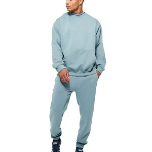 Article très vendu, survêtement pour homme en coton 100% lourd, coupe ample, délavé à l'acide, pantalon de survêtement évasé et sweat-shirt, ensemble 2 pièces - Product Image 1