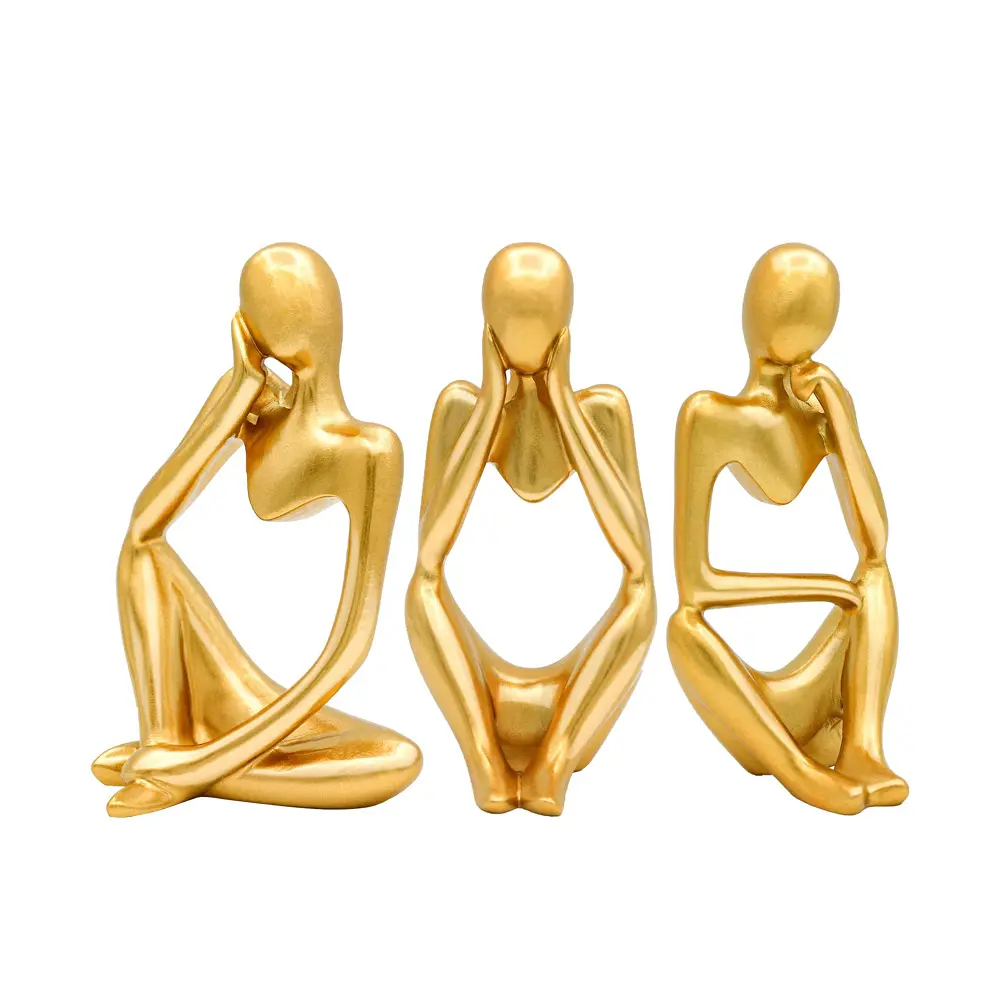 Gold Sitting Lady Sculpture For Home Decorative Table Decor Statue