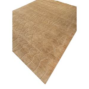 พรมขนสัตว์ถักมือสีเบจและสีน้ำตาลลายนามธรรมสำหรับห้องนั่งเล่น ทางเข้าบ้าน และห้องนอน-PKWL-214 - Product Image 2